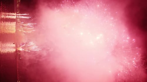 Fireworks at the Cannes Fireworks Festival at night, France, slow motion