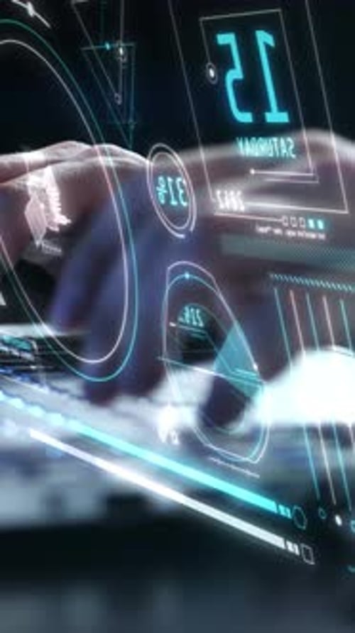 Futuristic Digital HUD Interface with Animated Data Overlays