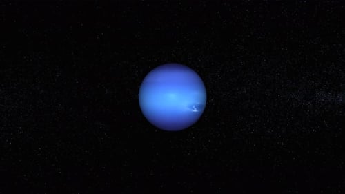 Realistic Neptune planet Rotates on space or galaxy and stars milky way, Animation of Neptune. 1157