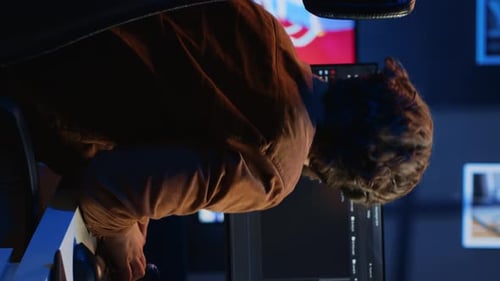 IT Developer Pressed By Deadline Drinking Coffee and Doing Multitasking