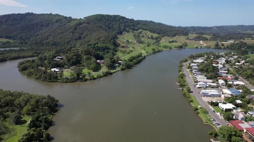 Tweed River And Terranora Suburbs In New South Wales, Australia - Aerial Drone Shot