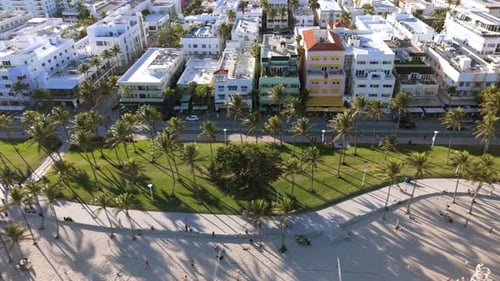 Miami Beach South Beach Aerial View of Miami Coastline Shore Waterfront Near Ocean