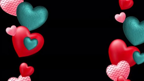 Decorative 3D Hearts Frame Animated Background