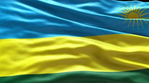 Realistic Waving Flag Of Rwanda With Fabric Texture