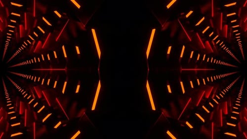 Red And Orange Synthetic Neon Light Pattern Symmetry Background Vj Loop In 4K