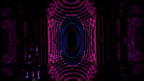 Futuristischer 3D-Render, VJ Loop, Technologie-Tunnel mit Lichtreflexen aus Metall
