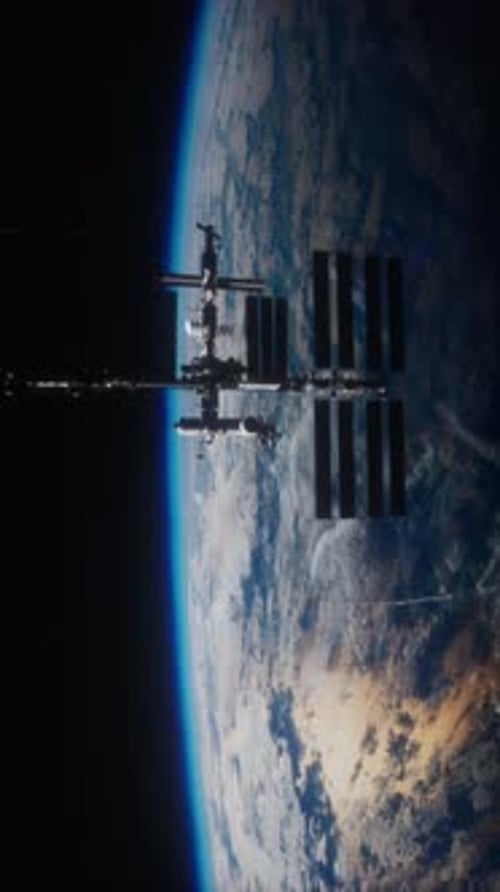 International Space Station Above Earth with Stunning View of the Planet