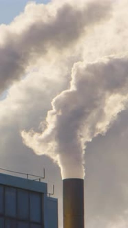 Harmful toxic greenhouse gases emitted by factory chimneys in Europe