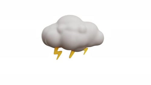 3D Animation Thunderstorm Cloud With Lightning