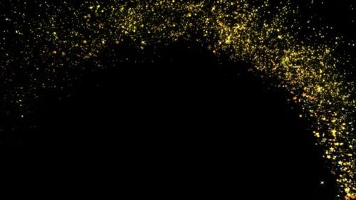 Gold Glittering Star Dust Circle Of Trail Sparkling Particles On Black