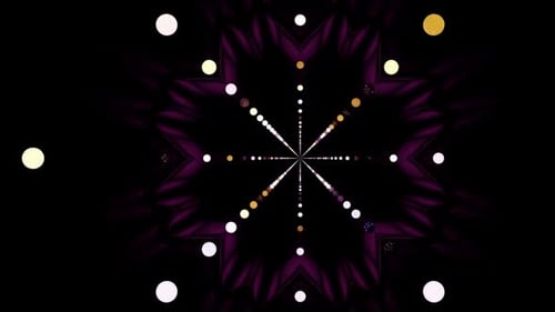 Dynamischer abstrakter Kaleidoskop-Hintergrund mit leuchtenden Kreisen und geometrischen Formen