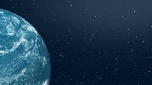 Realistic Earth Planet Rotation in Starry Space Background