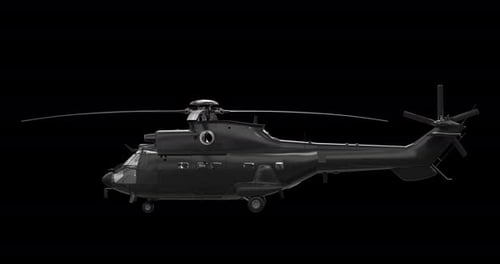 Military Helicopter Rotating on Alpha Channel – Seamless 4K Loop