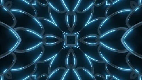 Modern blue neon geometric pattern pulsates dynamically here