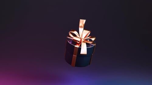 Gift box. 3d rendering animation. Earning prizes, bonus or rewards from store. online present