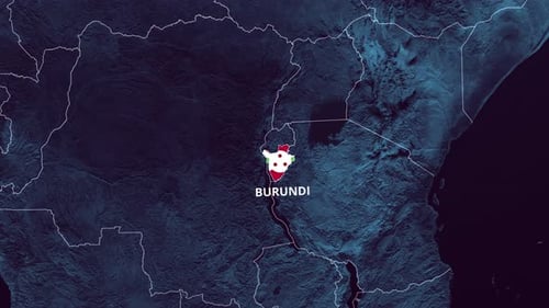 Burundi Map Highlight Animation with Country Flag