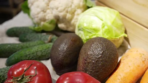 Fresh Raw Vegetables Displayed on Tablecloth