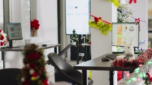 Empty Office with Xmas Decorations