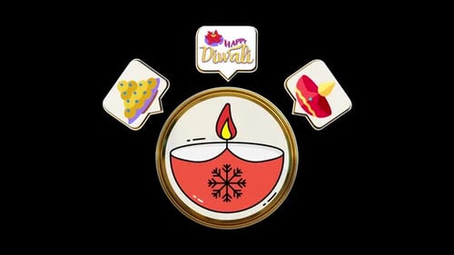 Diwali Lamp Icon Loop Animation