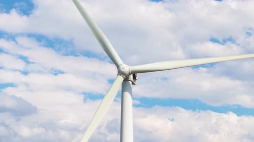 Wind Turbine Blades Turning in Mountain Region of Bulgaria on a Sunny Day