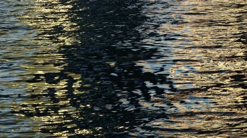 Reflections in the seawater surface, Sparkling Black and Gold Water Loop, Background of the water su