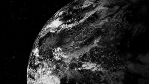 Earth clouds planet with atmosphere animation and rotating with star background
