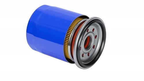 3D-Animation des Autoölfilters isoliert auf weißem Hintergrund