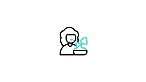 Animated Flat Design Icon: Person Holding Bowl of Chips