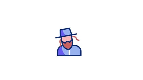 Jewish Man Character Icon Animated in Flat Design Style
