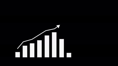 Upward Trending Bar Graph on Black Background