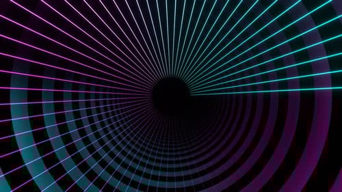 Cyan And Pink Neon Line Tunnel Background Vj Loop In 4K