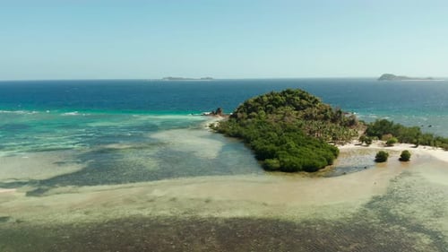 Tropical Island with Sandy Beach Philippines Palawan