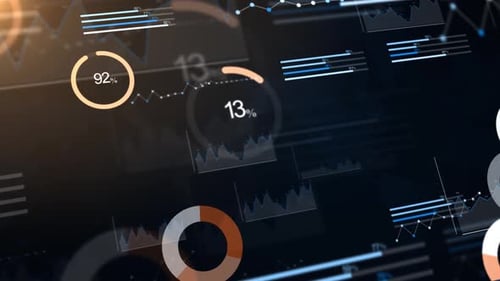 3D Business Stock Market Trading Infographic Graphs Charts Analysis