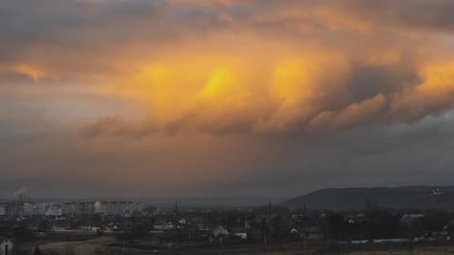 Dramatic Sunset Clouds over City