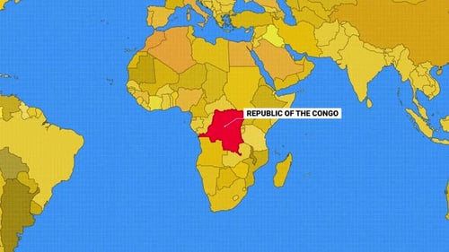 Animated World Map with Country Highlight and Text Label