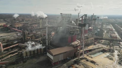 Industrial Pollution – Massive Steel Mill Smoke Emissions