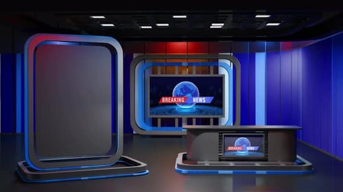 3D Virtual News Studio Background Loop
