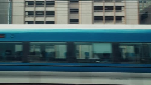 Japanese Highspeed Bullet Trains Traveling in City