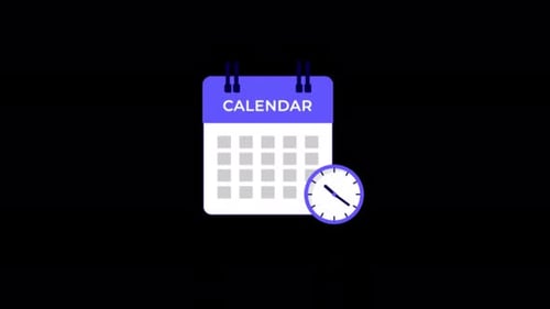 4k Calendar with Clock Animation Video - Transparent