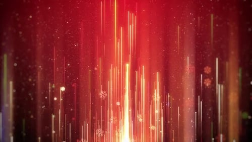 Glowing Festive Abstract Light Rays with Falling Snowflakes Background