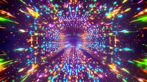 Colorful Neon Particle Starburst Light Tunnel Loop
