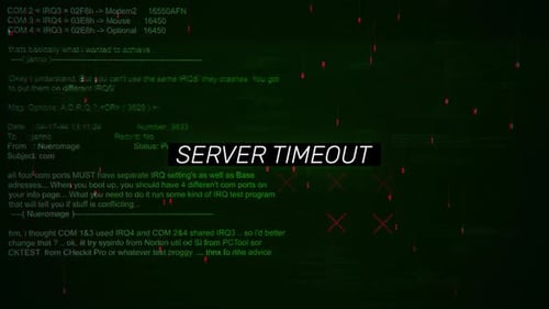 Server Timeout Text On Hacking Background Screen