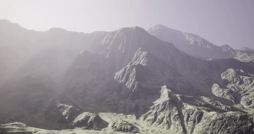 Majestic Mountains Under Soft Sunlight with Detailed Rocky Textures
