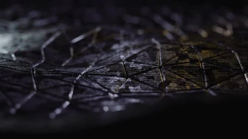 Dark geometric network with glowing connections, abstract tech background