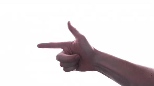 Hand With Index Finger Pointing To The Left, Isolated In White Background - studio shot