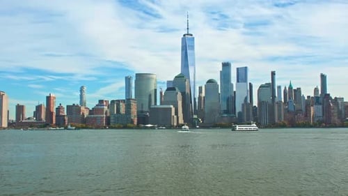New York Skyline Stretches to Horizon New York Buildings Reflect Sunlight New York Metropolis Feels