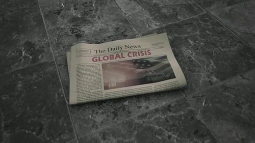 Animated Newspaper Headline Revealing Global Crisis