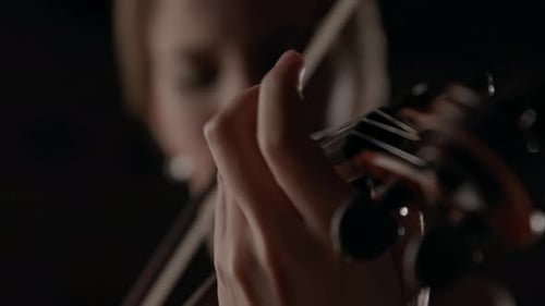 Hands of Music Player on Classic Violin Close Up. Emotion of Talented