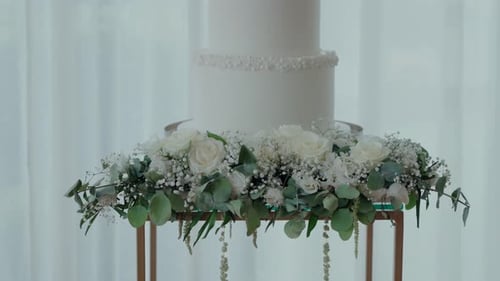 Tiered Wedding Cake with Floral Accents for Celebrations