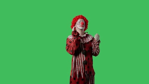 Funny Clown on Green Screen Chroma Key